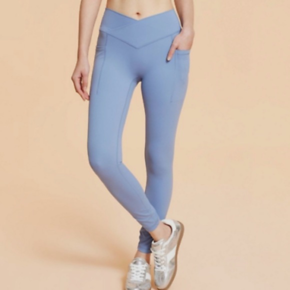 Blogilates Criss Cross High Waisted Legging Steel Blue NWT - Picture 2 of 6